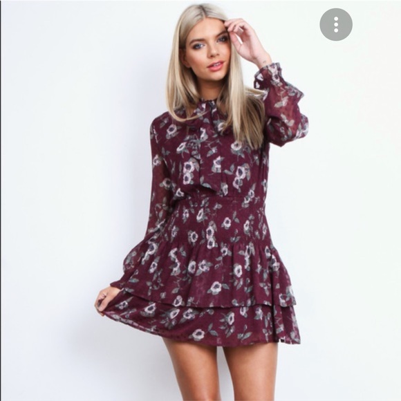 Moon River long sleeve mini dress XS floral - Picture 12 of 12